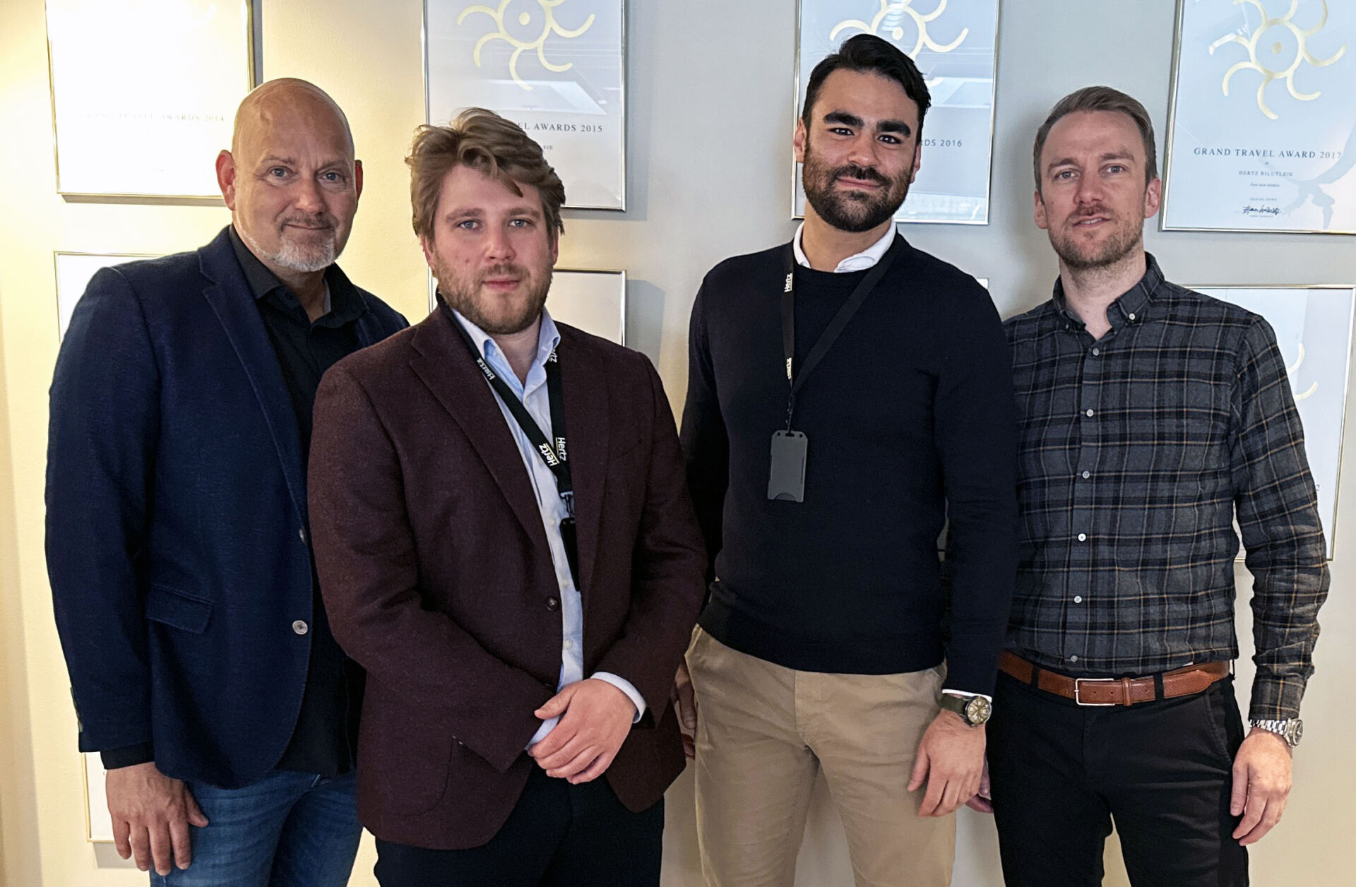 (Bilde, fra venstre: Kategorisjef erstatningsbil, Ole Eyvind Schiøll, Key Account Managers André Gyland og Cornelius Ramstad, og salgsdirektør Jonas Rellsve)